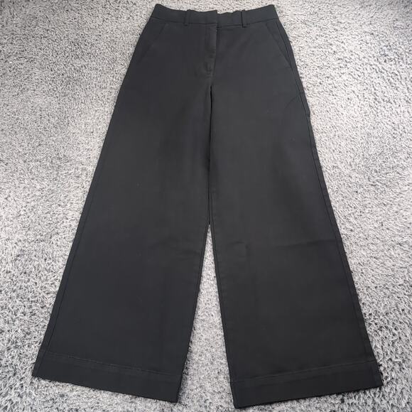 Everlane Pants Women 4 Black High Rise Wide Leg Cotton Blend Casual Work Chore - Picture 3 of 11